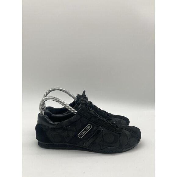 Womens Size 7 Coach Katelyn Signature Shoes Lace Up Black Q170 Athletic Sneakers - Picture 1 of 10